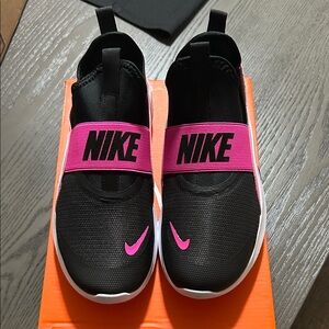 Nike Kids Black and Pink Slip-On Sneakers